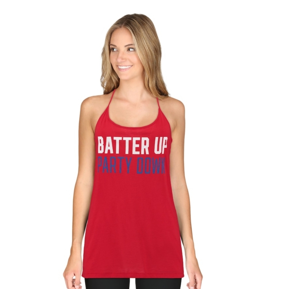 NWT "BATTER UP PARTY DOWN" Red Sox PINK tanktop Sz Med